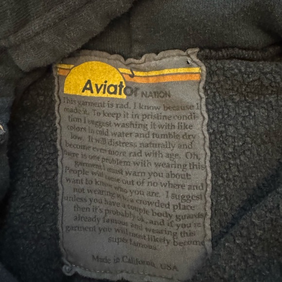 Aviator Nation Charcoal/Rainbow Bolt Zip Hoodie - S - Picture 5 of 5